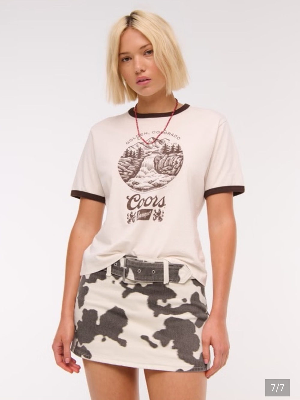 Abercrombie & Fitch Mid Rise Belted Cow Print Denim Mini Skirt Skort NWT